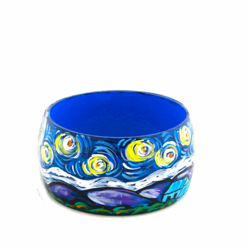 Bracciale dipinto a mano – La notte stellata di Van Gogh