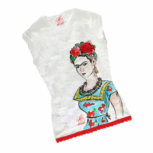 T-shirt dipinta a mano - Passione per Frida color