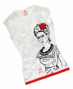 T-shirt dipinta a mano - Passione per Frida black and white