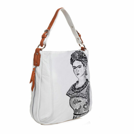 Borsa dipinta a mano - Passione per Frida black and white