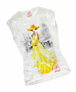 T-shirt dipinta a mano - Lady in yellow