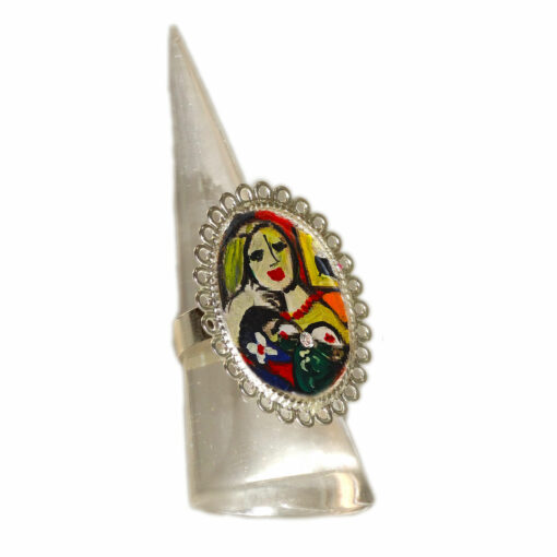 Anello dipinto a mano – Donna che legge di Picasso