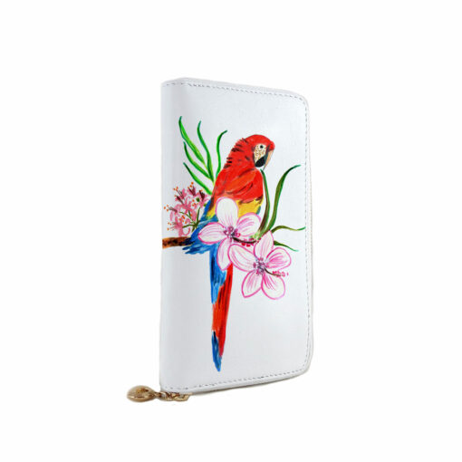 Portafoglio dipinto a mano – Red parrot