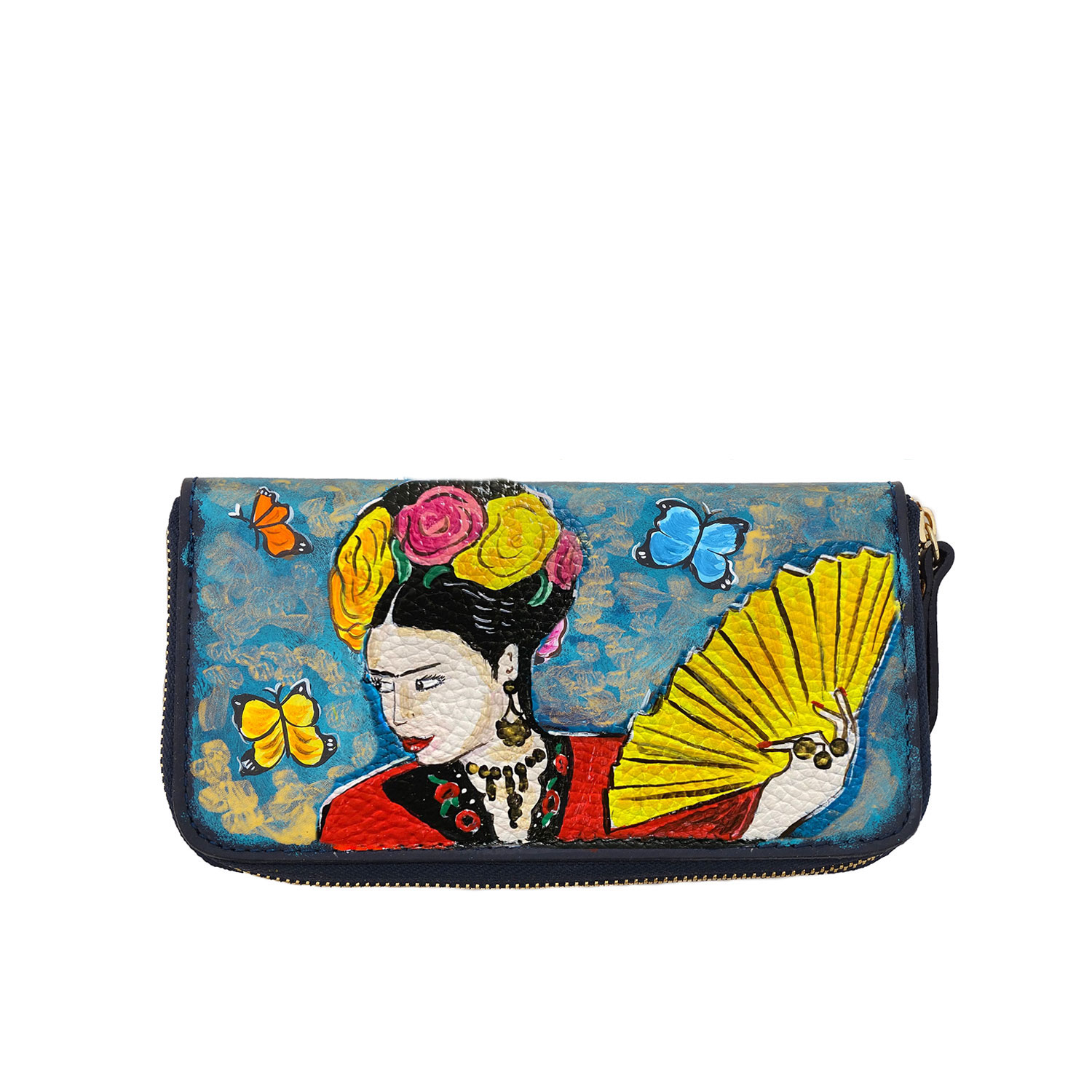Portafoglio dipinto a mano - Omaggio a Frida Kahlo Portafoglio dipinto a mano - Omaggio a Frida Kahlo