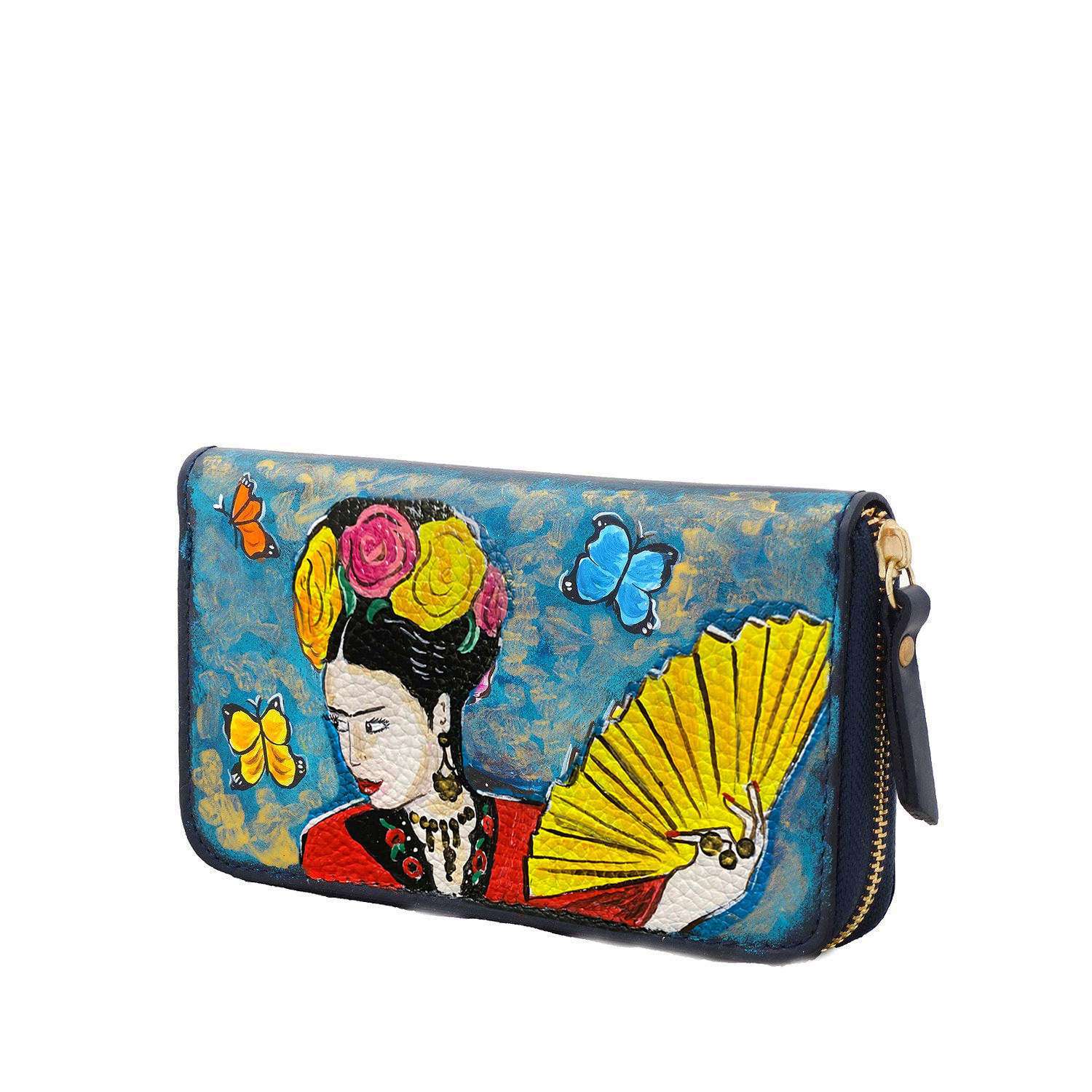 Portafoglio dipinto a mano - Omaggio a Frida Kahlo Portafoglio dipinto a mano - Omaggio a Frida Kahlo