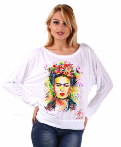 Maglia pipistrello dipinta a mano - I love Frida Kahlo