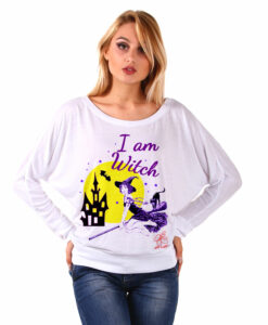 Maglia pipistrello dipinta a mano - I am witch