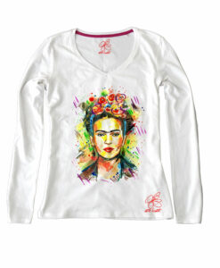 Maglia con scollo a V dipinta a mano - I love Frida Kahlo