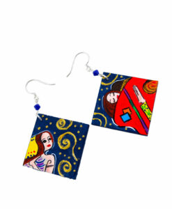 Hand painted earrings - The Tree of Life by Klimt