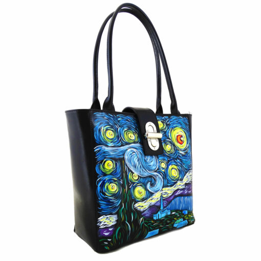 Borsa dipinta a mano – La notte stellata di Van Gogh
