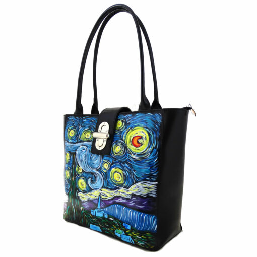 Borsa dipinta a mano – La notte stellata di Van Gogh