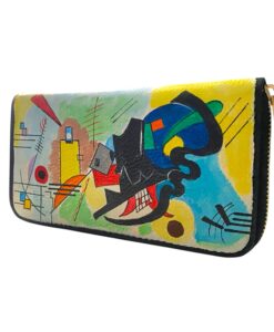Portafoglio in pelle dipinto a mano – Blu, giallo, rosso di Kandinskij
