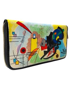 Portafoglio in pelle dipinto a mano – Blu, giallo, rosso di Kandinskij