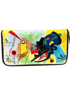 Portafoglio in pelle dipinto a mano – Blu, giallo, rosso di Kandinskij