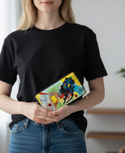 Portafoglio in pelle dipinto a mano – Blu, giallo, rosso di Kandinskij