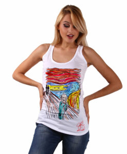 Hand-painted Tank top – The  scream by Munch cartoon color