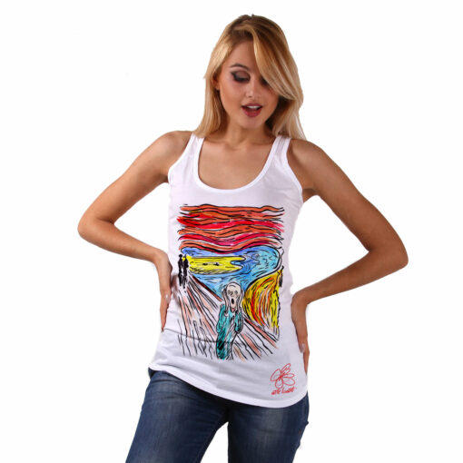 Canotta dipinta a mano - L’urlo di Munch cartoon color