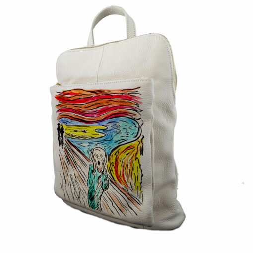 Borsa zaino dipinta a mano – L’urlo di Munch cartoon color