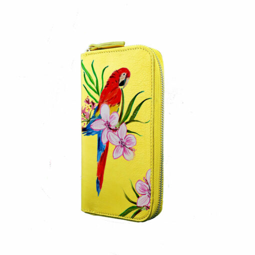 Portafoglio dipinto a mano – Red parrot