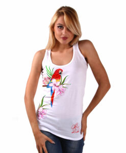 Hand-painted Tank top - Red parrot