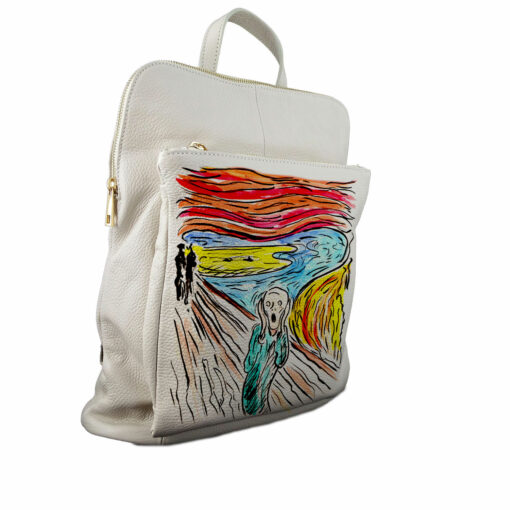 Borsa zaino dipinta a mano – L’urlo di Munch cartoon color