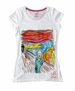 Maglietta dipinta a mano - L'urlo di Munch cartoon color