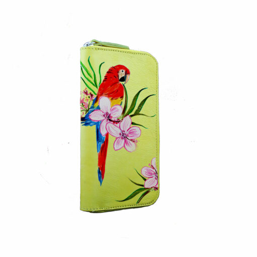 Portafoglio dipinto a mano – Red parrot
