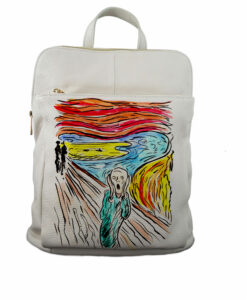 Borsa zaino dipinta a mano – L’urlo di Munch cartoon color