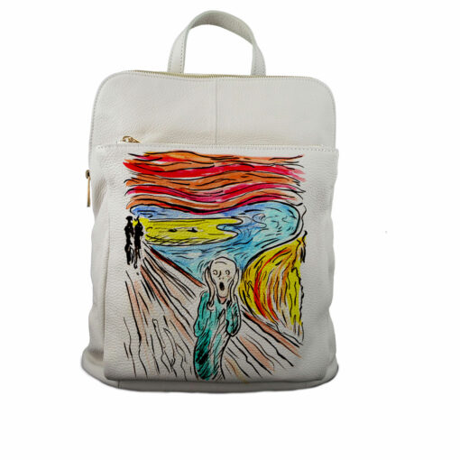 Borsa zaino dipinta a mano – L’urlo di Munch cartoon color