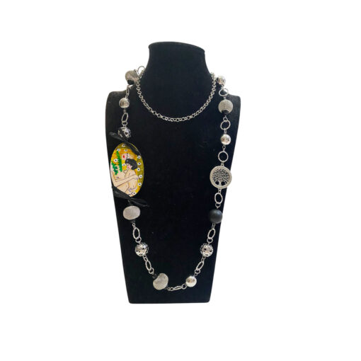 Collana dipinta a mano – Madre e figlio di Klimt