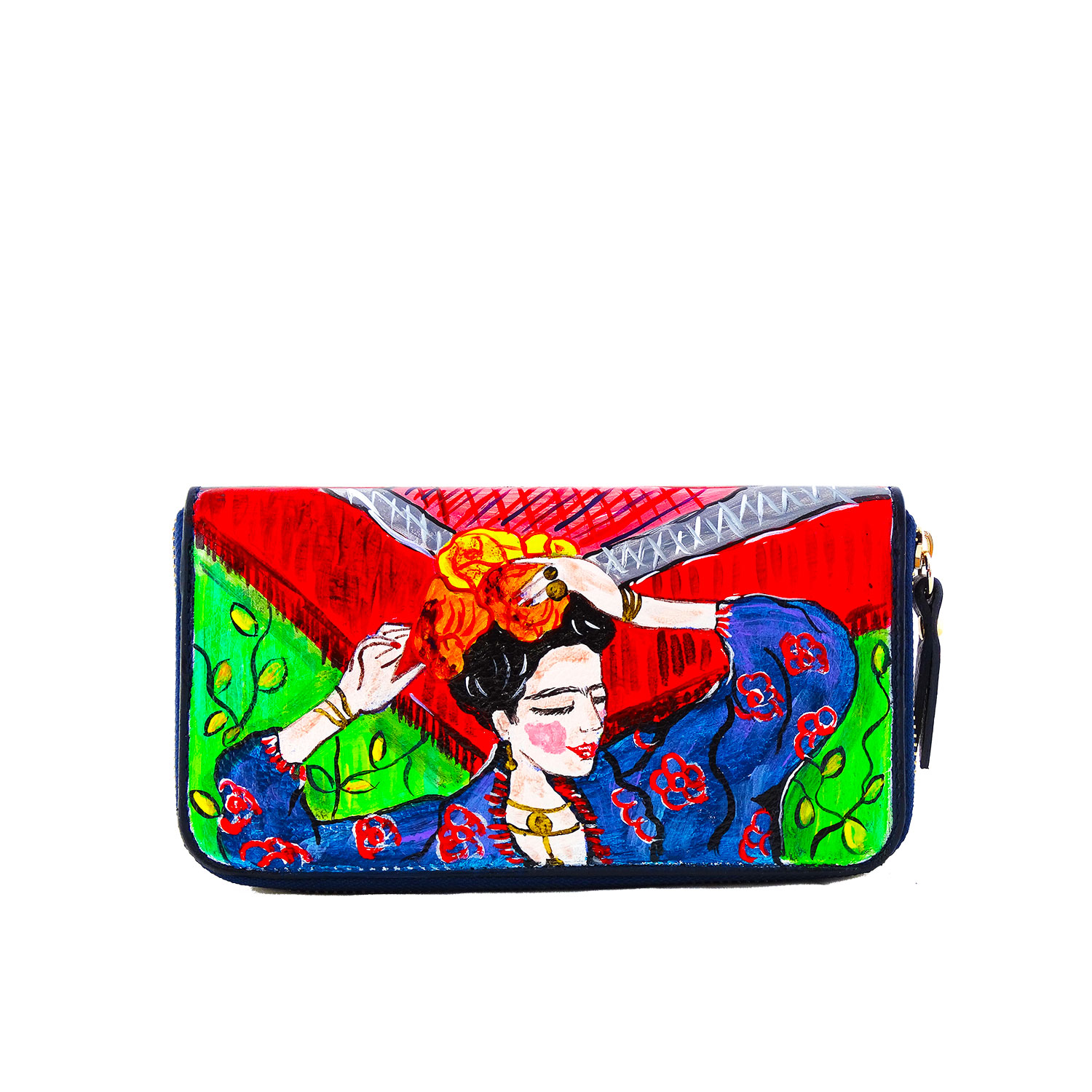 Portafoglio dipinto a mano - Frida Kahlo nel cuore