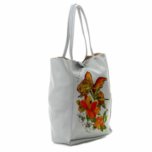 Borsa dipinta a mano – Fish and flowers