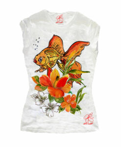 T-shirt dipinta a mano - Fish and flowers