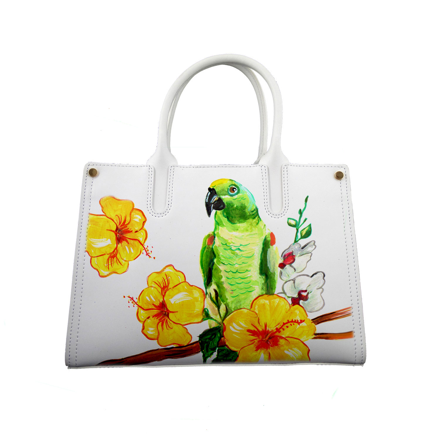 Borsa dipinta a mano – Green parrot