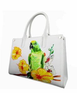 Borsa dipinta a mano – Green parrot