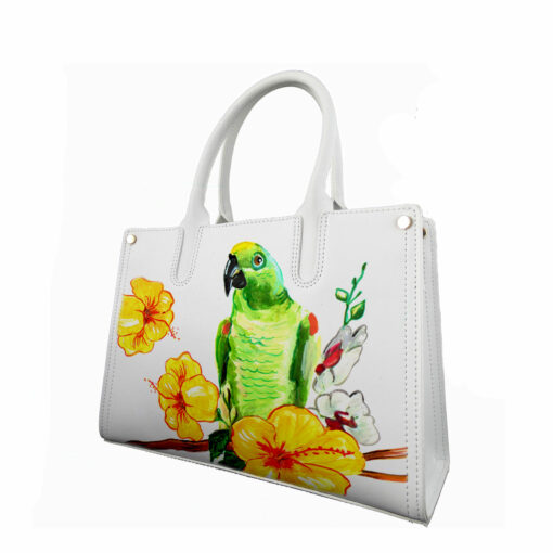 Borsa dipinta a mano – Green parrot