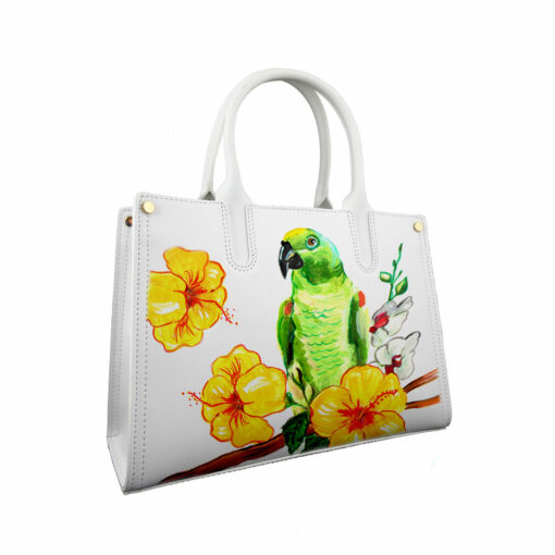 Borsa dipinta a mano – Green parrot