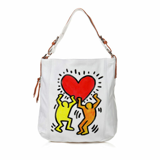 rsa in pelle dipinta a mano - Omaggio a Keith Haring