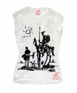 T-shirt in cotone dipinta a mano - Don Chisciotte della Mancia di Picasso