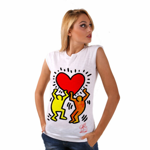 T-shirt dipinta a mano - Omaggio a Keith Haring