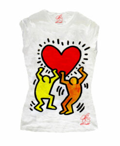 T-shirt dipinta a mano - Omaggio a Keith Haring