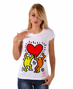 Maglietta dipinta a mano - Omaggio a Keith Haring