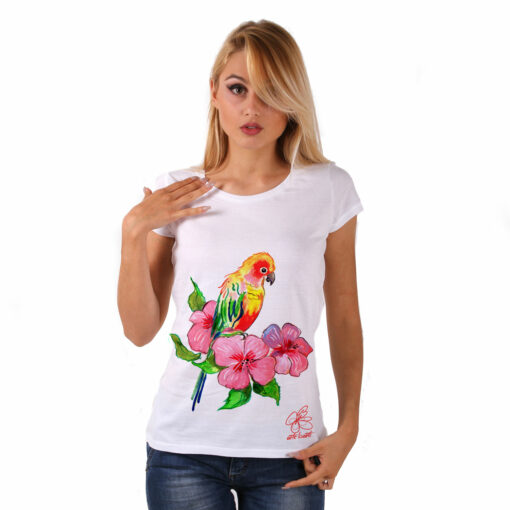 Maglietta dipinta a mano - Color bird