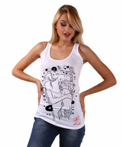 Hand-painted tank top - Mother and child by Klimt black and white