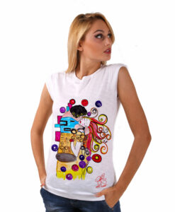 T-shirt dipinta a mano - Omaggio al Bacio Appassionato di Sophie Vogel cartoon color