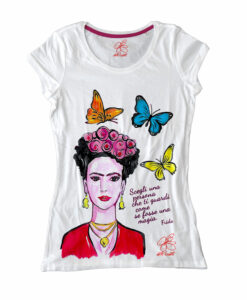 Maglietta in cotone dipinta a mano - Mi Amor! Frida Kahlo