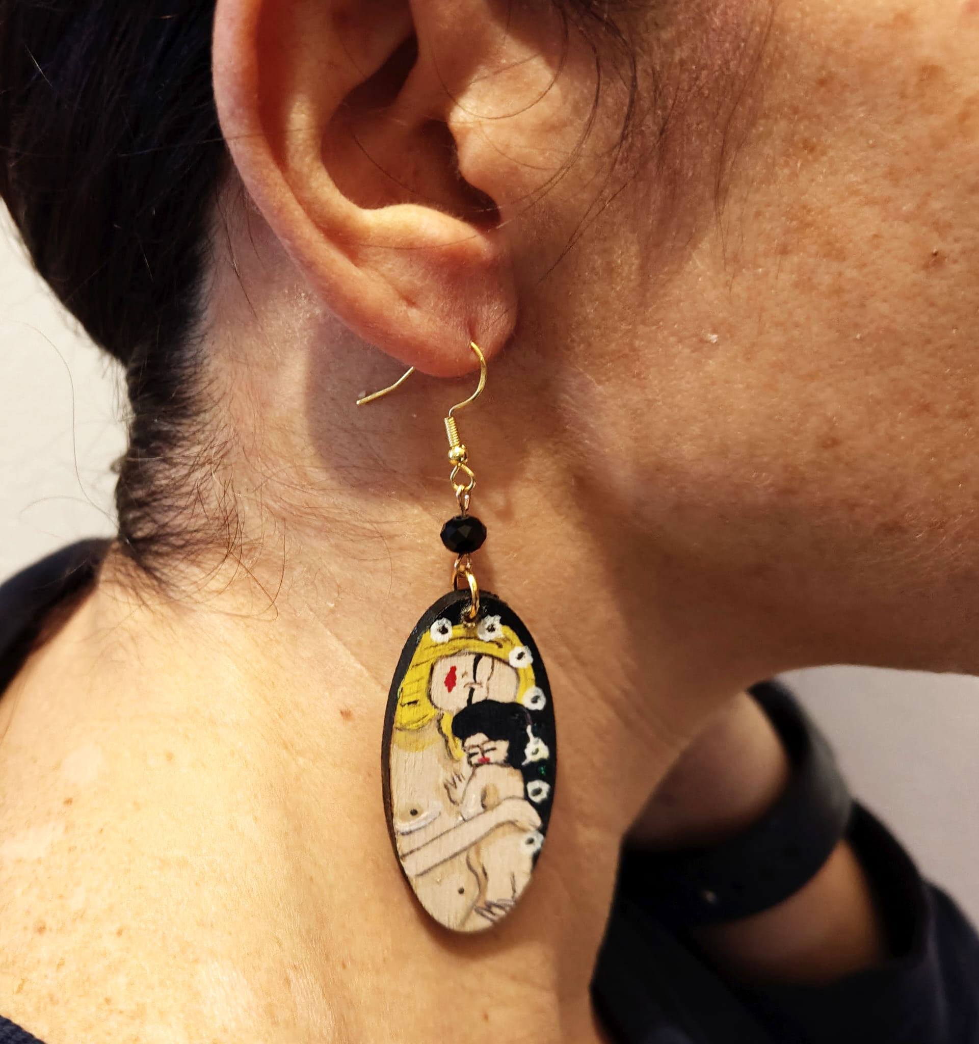 Orecchini dipinti a mano – Madre e figlio di Klimt Orecchini dipinti a mano – Madre e figlio di Klimt