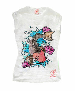 T-shirt in cotone dipinta a mano - Cat fish