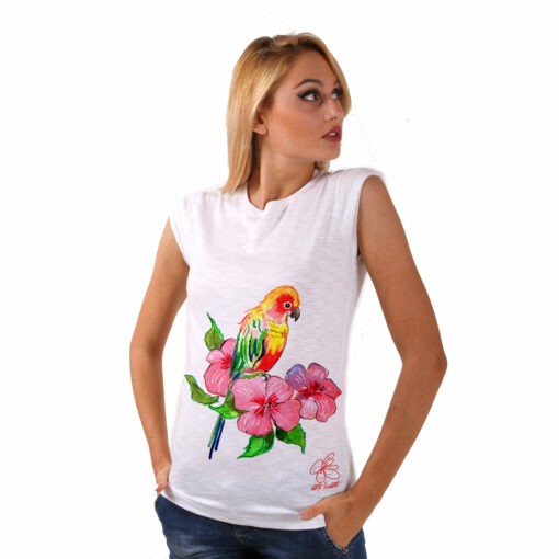 T-shirt dipinta a mano - Color bird