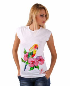 T-shirt dipinta a mano - Color bird